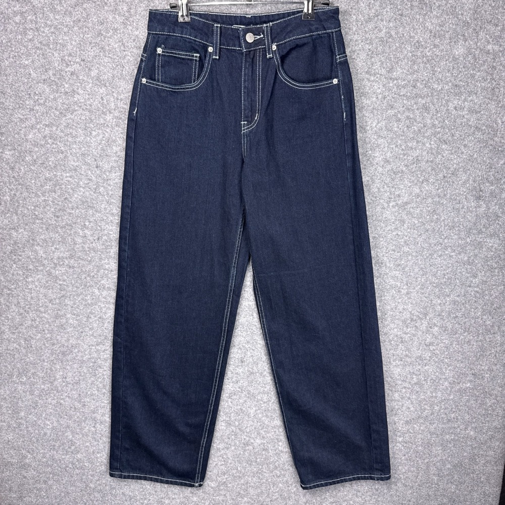 BDG Jeans Tapered Baggy Size 25 Dark Wash Blue Cotton Contrast Stitching